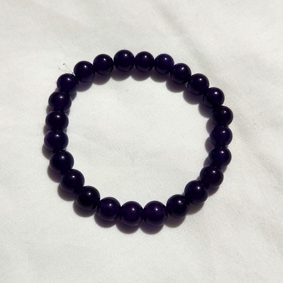 Hand Crafted Jewelry - Amethyst Crystal Bracelets Dark Purple - 6mm Semi Precious Gemstone